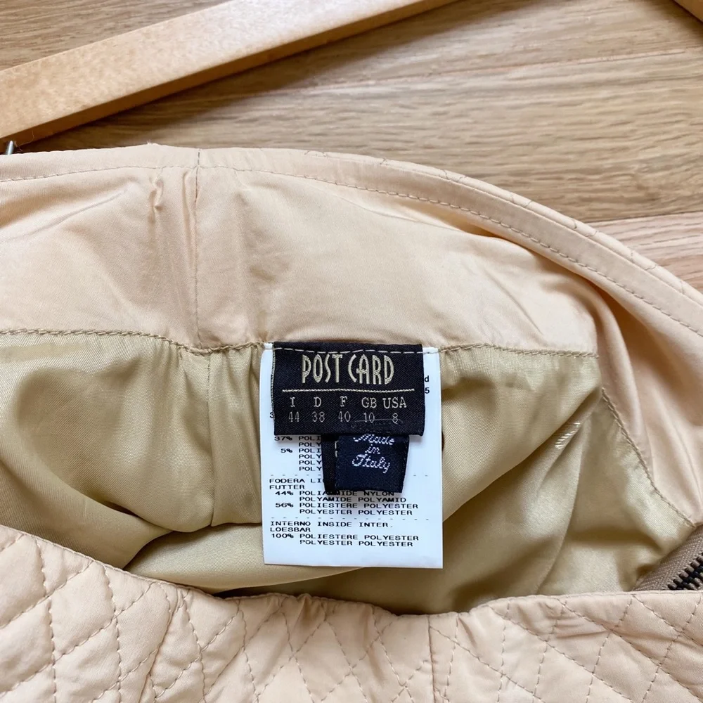 Postcard Tan Puffer Pencil Skirt with Back Zipper size M/8 RARE - Picture 6 of 10